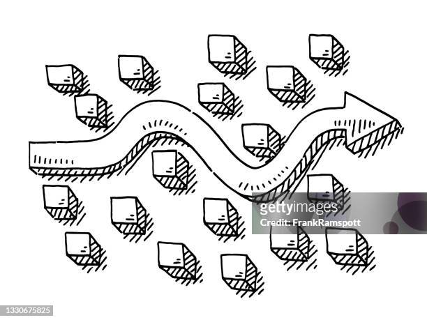 arrow symbol overcoming obstacles drawing - obstacle course stock illustrations