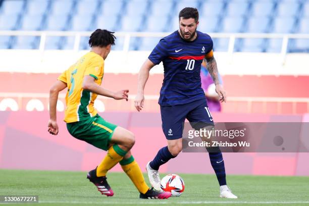 Gignac Andre-Pierre of France controls the ball during the Men's First Round Group A match between France and South Africa on day two of the Tokyo...
