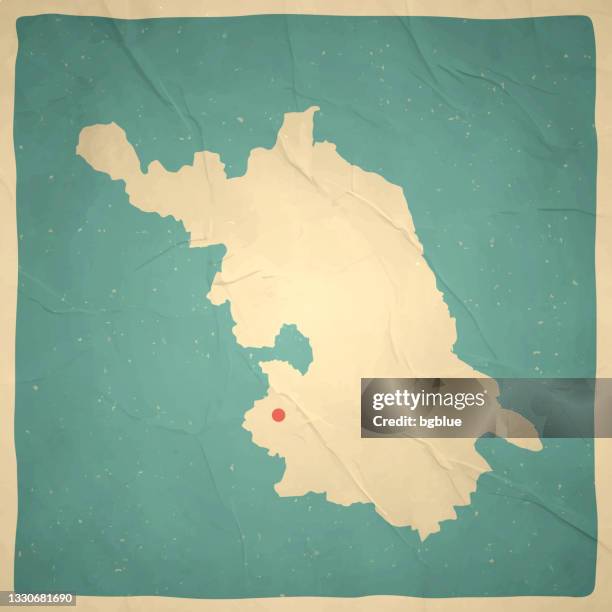 jiangsu map in retro vintage style - old textured paper - nanjing stock illustrations