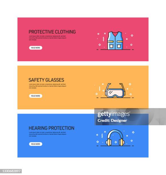 work safety related pattern web banner design - construction inspector stock illustrations