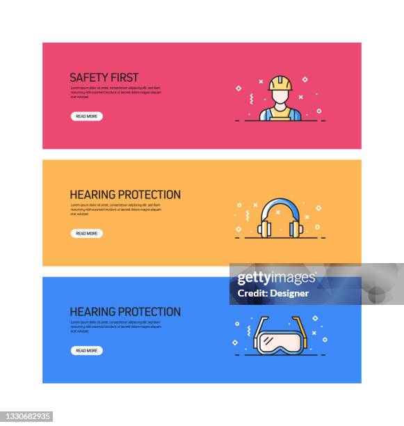 work safety related pattern web banner design - construction inspector stock illustrations