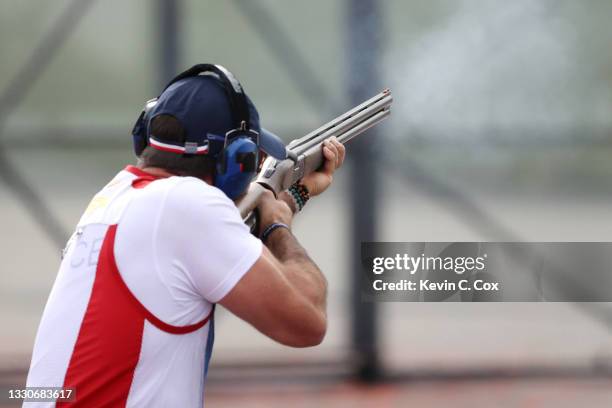 Eric Delaunay of Team France during the Skeet Men's Finals on day three of the Tokyo 2020 Olympic Games at Asaka Shooting Range on July 26, 2021 in...