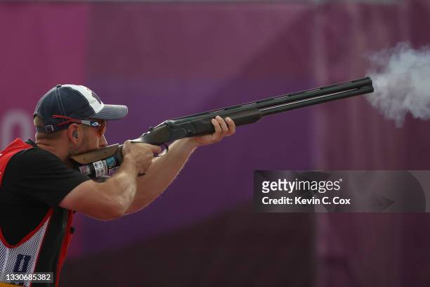 Vincent Hancock of Team United States during the Skeet Men's Finals on day three of the Tokyo 2020 Olympic Games at Asaka Shooting Range on July 26,...