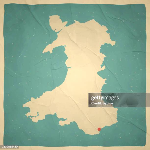 wales map in retro vintage style - old textured paper - wales map stock illustrations