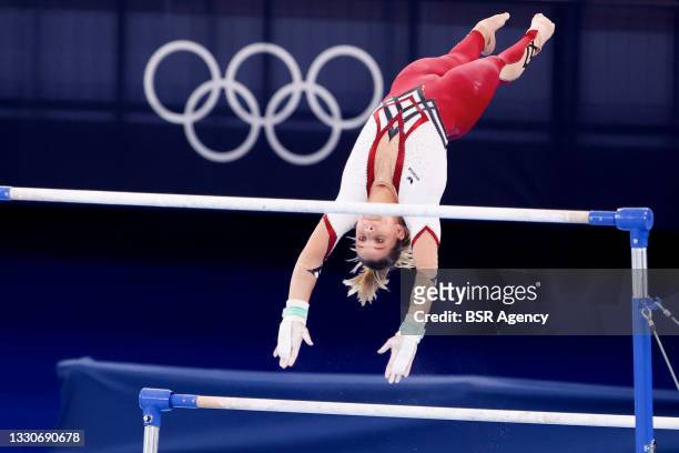 Elizabeth Seitz of Germany competing on Women's Qualification - Subdivision 5 during the Tokyo 2020 Olympic Games at the Ariake Gymnastics Centre on...