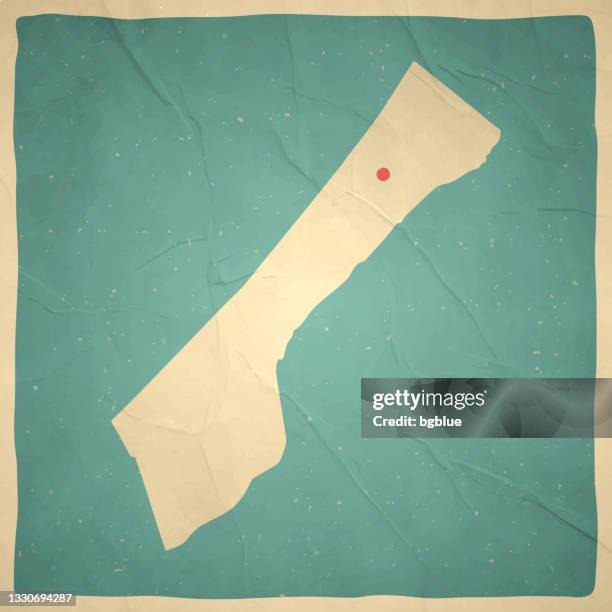 gaza strip map in retro vintage style - old textured paper - sepia toned background stock illustrations