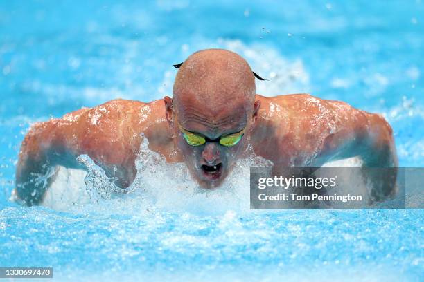 David Morgan of Team Australia competes in heat four of the Men's 200m Butterfly on day three of the Tokyo 2020 Olympic Games at Tokyo Aquatics...