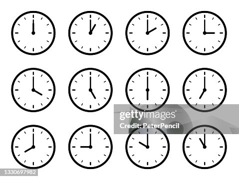 Clock Time Zones Set - Vector Illustration. Different Timezones Time. Arrows - Hours, Minutes on Clockface. Clock Time Lapse. Clock Time Zones Set - Vector Illustration. Different Timezones Time. Arrows - Hours, Minutes on Clockface. Clock Time Lapse.