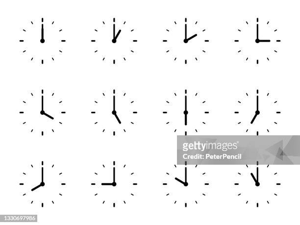 ilustrações de stock, clip art, desenhos animados e ícones de clock time zones set - vector illustration. different timezones time. arrows - hours, minutes on clockface. clock time lapse. - analog clock