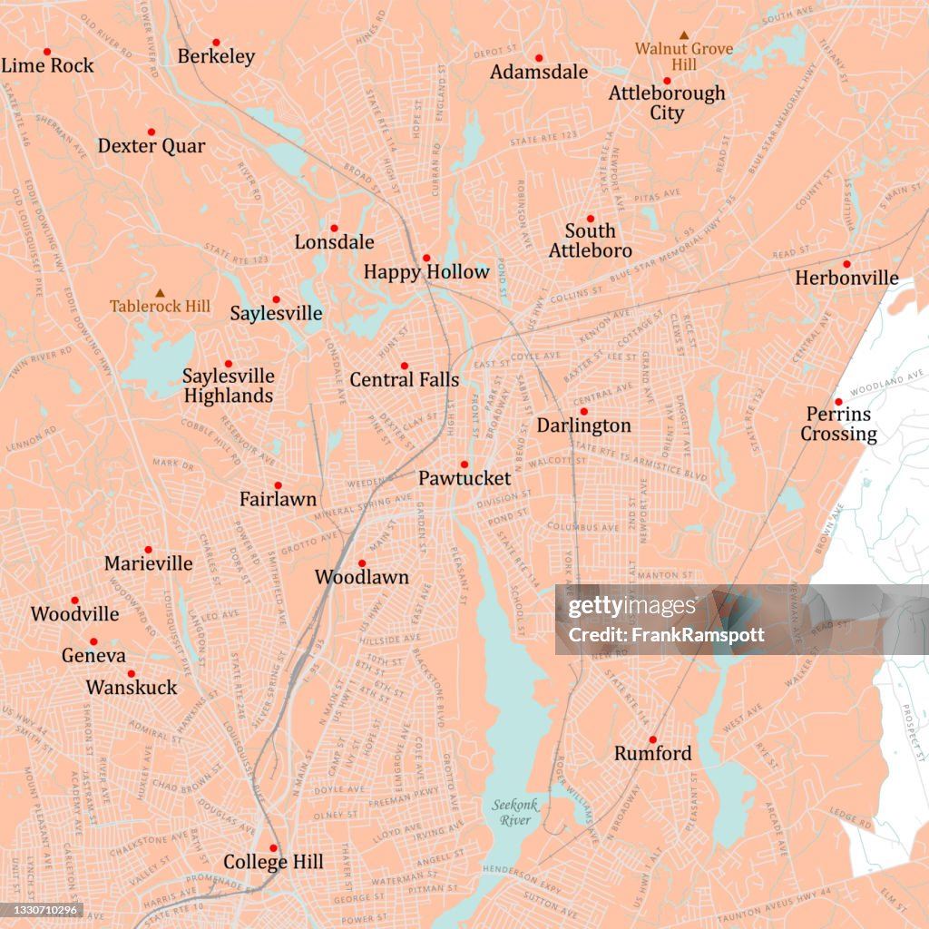 RI Providence Pawtucket Vector Road Map