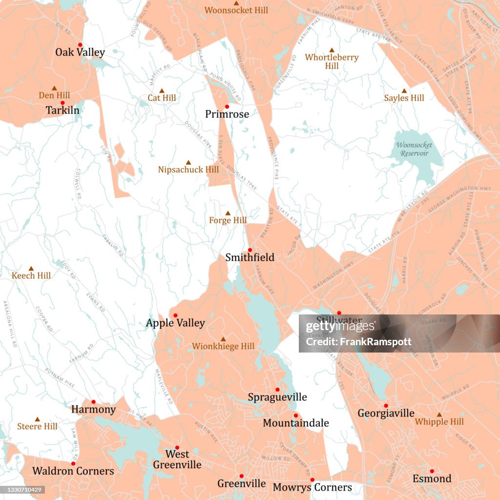 Mapa do Vetor RI Providence Smithfield
