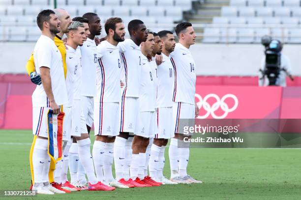 Players of France line up during the Men's First Round Group A match between Mexico and France during the Tokyo 2020 Olympic Games at Tokyo Stadium...