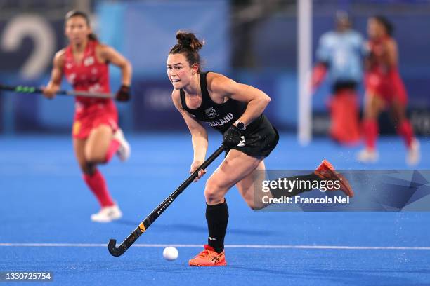 Kelsey Smith of Team New Zealand runs with the ball during the Women's Preliminary Pool B match between Japan and New Zealand on day three of the...