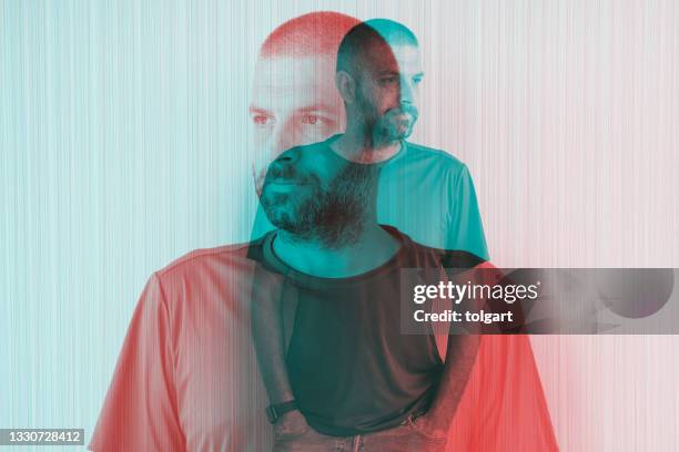multiple image of handsome man against - double exposure portrait stock pictures, royalty-free photos & images