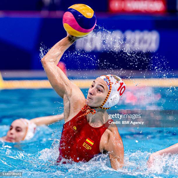 Roser Tarrago Aymerich of Spain during the Tokyo 2020 Olympic Waterpolo Tournament Women match between Team Spain and Team Canada at Tatsumi...