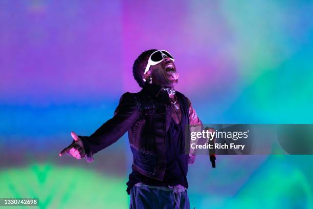 Lil Uzi Vert performs on stage during Rolling Loud at Hard Rock Stadium on July 25, 2021 in Miami Gardens, Florida.