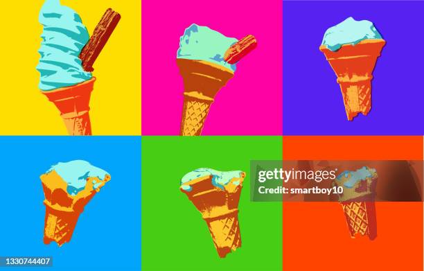 illustrations, cliparts, dessins animés et icônes de cornets ou cônes de crème glacée - glace pistache