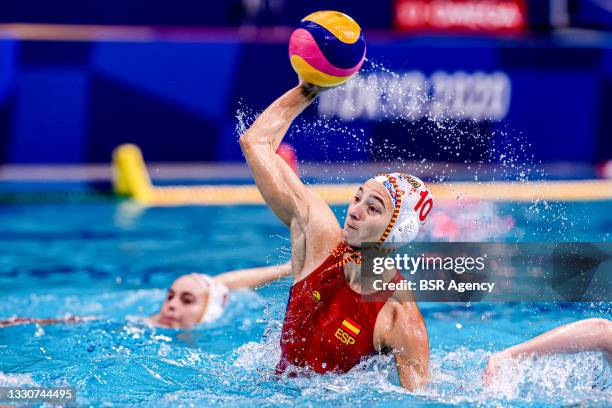 Roser Tarrago Aymerich of Spain during the Tokyo 2020 Olympic Waterpolo Tournament Women match between Team Spain and Team Canada at Tatsumi...