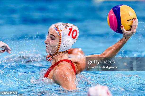 Roser Tarrago Aymerich of Spain during the Tokyo 2020 Olympic Waterpolo Tournament Women match between Team Spain and Team Canada at Tatsumi...