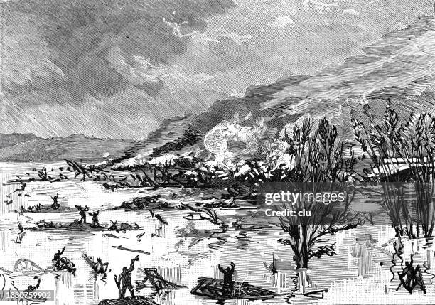 johnstown disaster: floods - johnstown pennsylvania stock illustrations