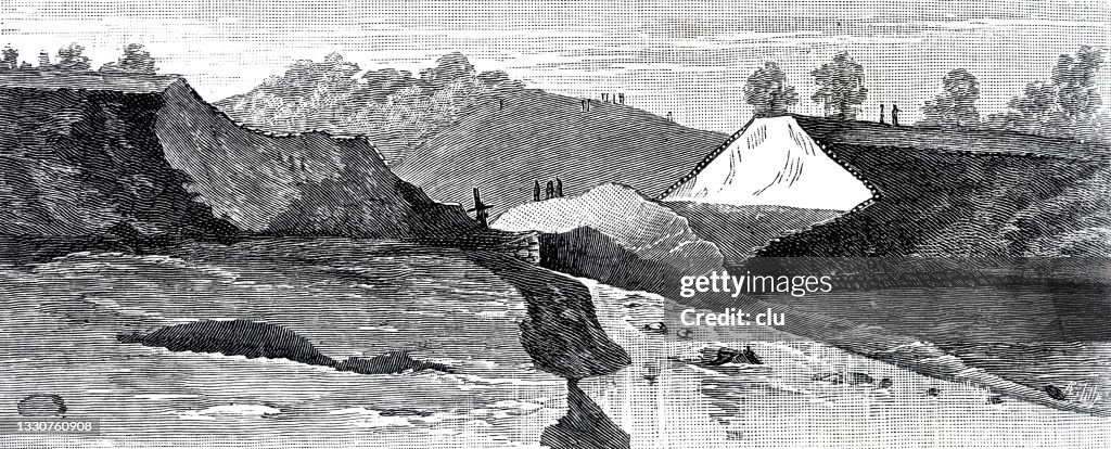 Johnstown disaster: fork lake after the destruction of its dam