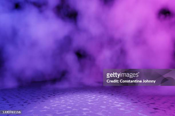 empty floor and colorful smoke background - colored smoke stock-fotos und bilder