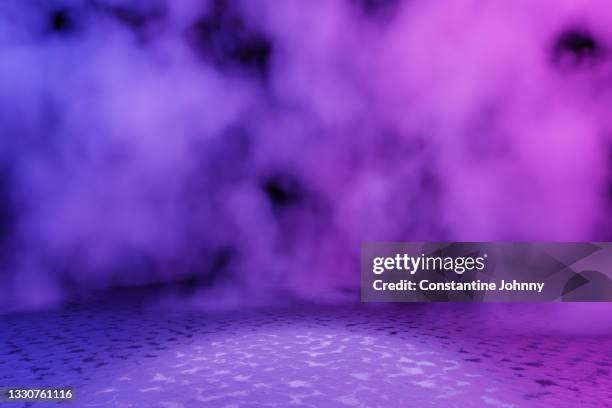 empty floor and colorful smoke background - horror story stock pictures, royalty-free photos & images