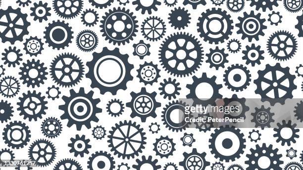 illustrazioni stock, clip art, cartoni animati e icone di tendenza di gear set seamless pattern - vector collection of gears. - ingranaggio