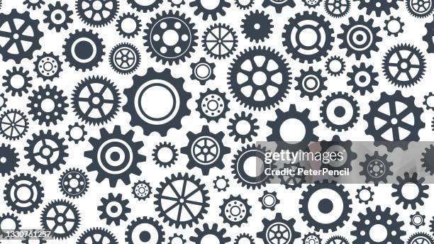 ilustrações de stock, clip art, desenhos animados e ícones de gear set seamless pattern - vector collection of gears. - equipment