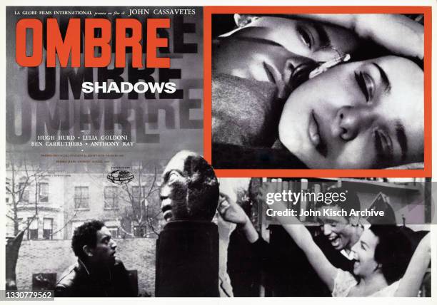 Movie poster advertises the Italian release of 'Shadows' , directed by John Cassavetes and starring Ben Carruthers, Lelia Goldoni, and Rupert Crosse,...