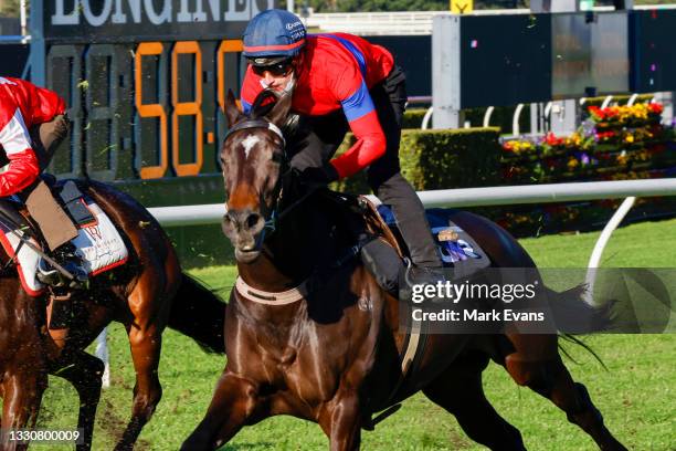 James McDonald on Verry Elleegant competes in heat 1 during barrier trials at Royal Randwick Racecourse on July 27, 2021 in Sydney, Australia.