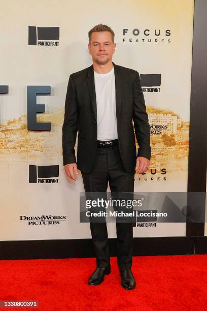 Matt Damon attends the "Stillwater" New York Premiere at Rose Theater, Jazz at Lincoln Center on July 26, 2021 in New York City.