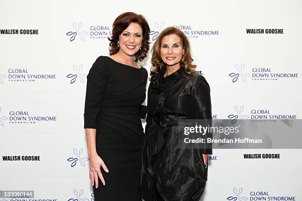 Anchor Kyra Phillips poses for a photo with Lynda Erkiletian of T.H.E. Artist Agency and the Real Housewives of DC at the inaugural Global Down...