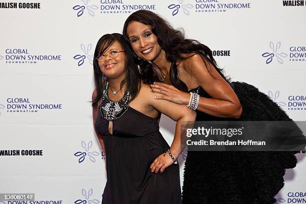 Model Beverly Johnson arrives with Natalie Fuller at the inaugural Global Down Syndrome Foundation's Be Beautiful Be Yourself Gala on November 16,...