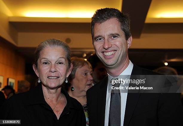 Actress Genevieve Bujold and consul general of France in Los Angeles David Martinon attend The Academy Of Motion Picture Arts And Sciences' Presents...