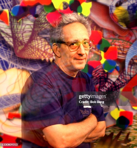 American painter, sculptor and printmaker, noted for his work in the areas of minimalism and post-painterly abstraction Frank Stella poses for a...