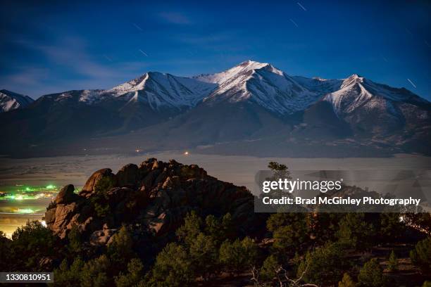 snow-capped collegiate peaks - buena vista stock pictures, royalty-free photos & images