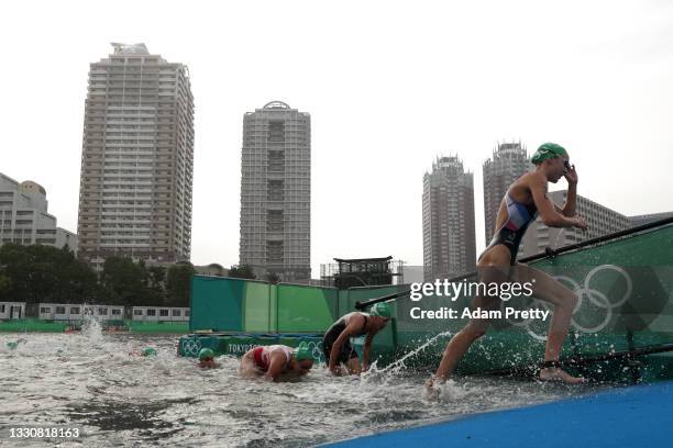 Cassandre Beaugrand of Team France competes during the Women's Individual Triathlon on day four of the Tokyo 2020 Olympic Games at Odaiba Marine Park...