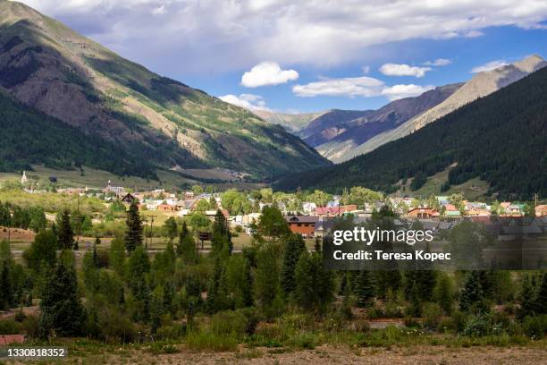 cityscape of small town silverton, colorado san juan mountains - silverton colorado stock pictures, royalty-free photos & images