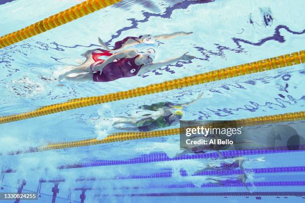 Penny Oleksiak of Team Canada competes in the Women's 200m Freestyle Semifinal on day four of the Tokyo 2020 Olympic Games at Tokyo Aquatics Centre...