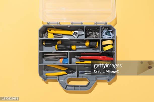 opened diy toolbox full of tools - open toolbox stock pictures, royalty-free photos & images