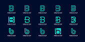 set of initial Letter B Abstract Vector   Design Template. Creative Typographic Concept Icon