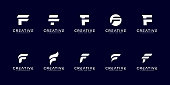 Set of initial letter F   design template. icons for business of luxury, elegant, simple