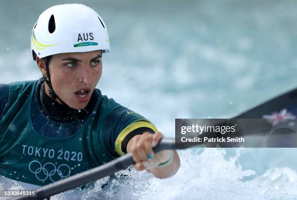 Jessica Fox of Team Australia competes during the Women's Kayak Slalom Semi-final on day four of the Tokyo 2020 Olympic Games at Kasai Canoe Slalom...