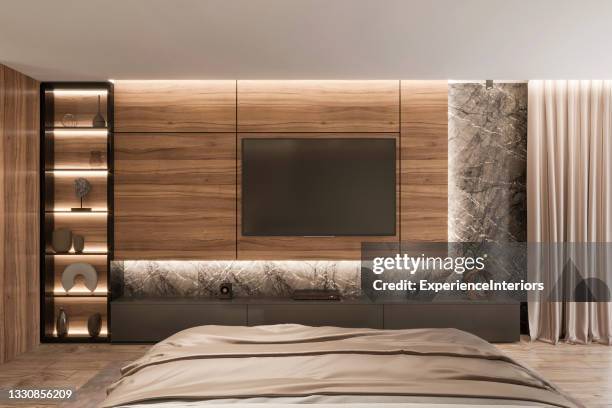 luxury apartment bedroom interior - bedroom ceiling stock pictures, royalty-free photos & images