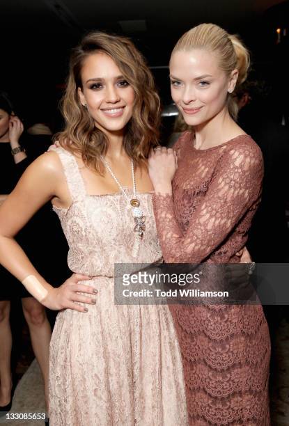 Actresses Jessica Alba and Jaime King attend SWAROVSKI ELEMENTS private holiday dinner hosted by Jessica Alba held at Soho House on November 16, 2011...