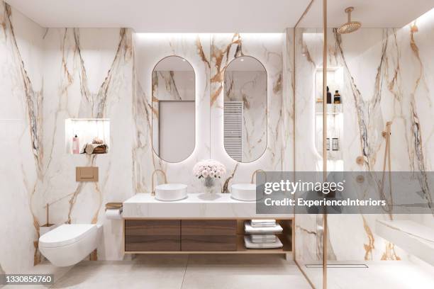 modern bathroom interior - banheiro imagens e fotografias de stock