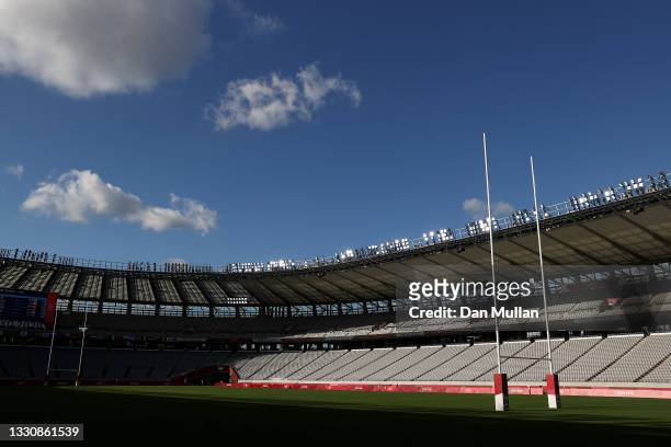General view is seen before the Rugby Sevens Men's Placing 9-12 match between Ireland and South Korea on day four of the Tokyo 2020 Olympic Games at...