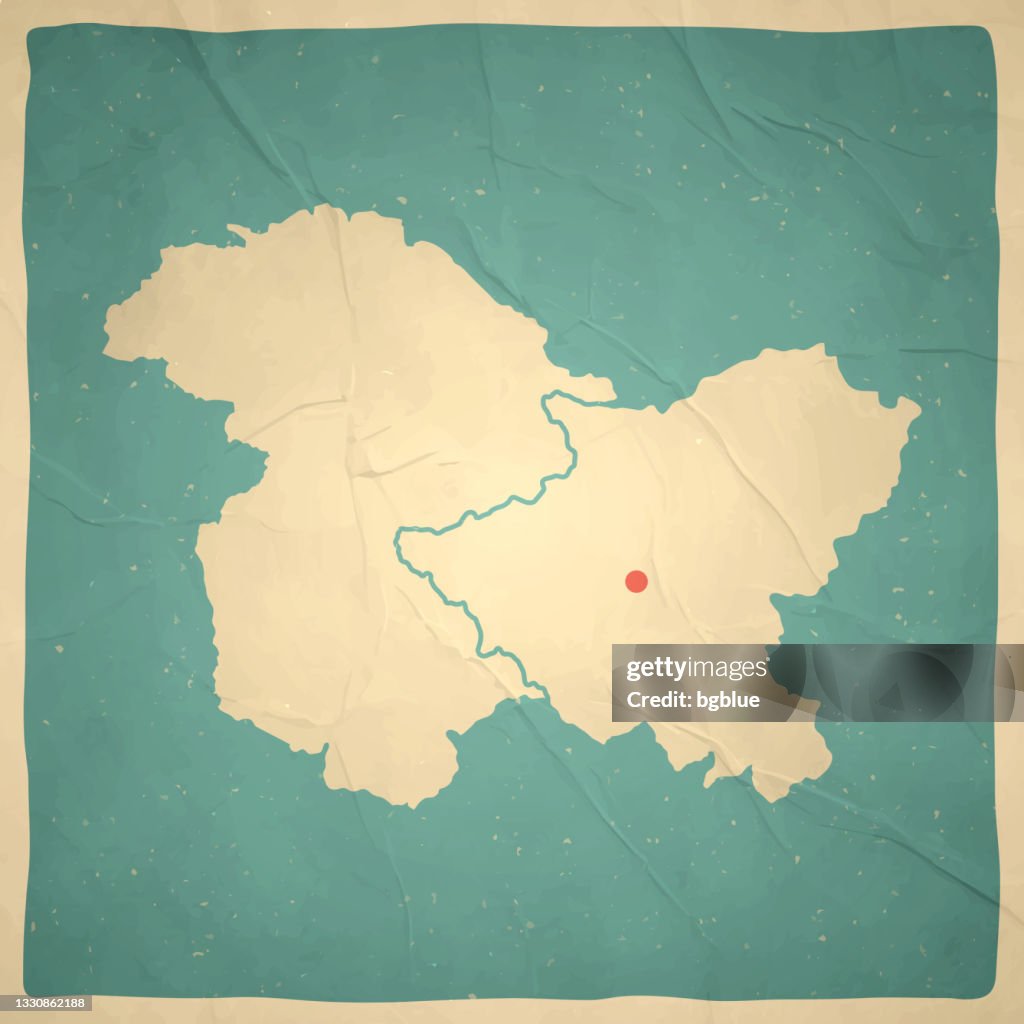 Jammu und Kaschmir und Ladakh Karte im Retro Vintage Stil - Altes strukturiertes Papier