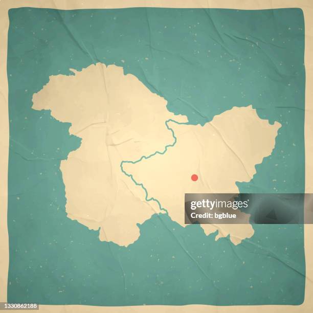 jammu and kashmir and ladakh map in retro vintage style - old textured paper - kashmir stock illustrations